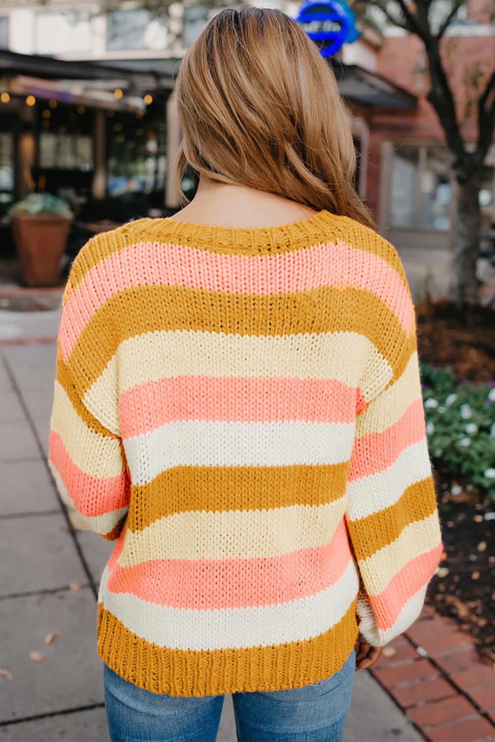 Yellow and Pink Striped Sweater